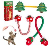 Retro Shaw Catnip Toys, Kitty Xmas Bundle Cat Toys Chew Ropes 3PCS, Catnip Kitten Toys for Indoor Cats Kitty, Safe Kitten Teething Chew Toy Cat Nip Kicker String