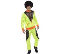 Smiffys Retro Shell Suit Costume, Mens, Neon Green, M - Size 38-40