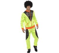 Retro Shell Suit Mens Yellow Fancy Dress 80s Tracksuit Costume