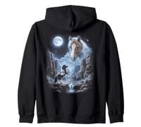 Retro Shetland Pony Moon 90s Bootleg Meme Farm Horses Zip Hoodie