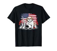 Retro Shih Tzu American USA Flag Memorial Day 4th of July T-Shirt