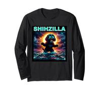 Retro Shih Tzu Zilla Funny Boys Girls Costume Plush Meme Long Sleeve T-Shirt