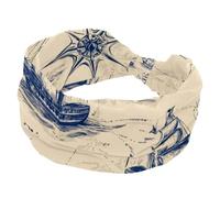Retro Ships Sailboats Seamless Pattern Stretchy Headbands for Women, Non-Slip Hair Bands Fashion Sports Turban for Yoga Workout Daily Use
