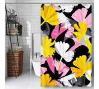 Retro Shower Curtain 150 x 200 cm Bathroom Curtain with 12 Plastic Hooks, Outdoor Garden Curtains Waterproof, Quick-Drying, Washable, Weighted Hem, BathCurtain for Spring Bathroom Decor Leaf -ly621