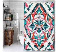 Retro Shower Curtain 200 x 220 cm Bathroom Curtain with 12 Hooks, Outdoor Garden Curtains Waterproof, Quick-Drying, Washable, Weighted Hem, BathCurtain for Spring Bathroom Home Decor Bohemia -ly699