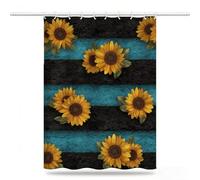 Retro Shower Curtain 200x220 cm, Waterproof Shower Curtain Quick Dry Bath Washable Polyester Fabric, Extra Long Weighted Hem with 12 Hooks, Bathroom Decor, Gifts for Women, Sunflower Curtains,Model941