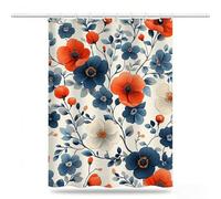 Retro Shower Curtains for Bathroom 180x240cm, Long Waterproof Bath Curtain, Extra Large Polyester Fabric Window Drapes with 12 Hooks, Weighted Hem Showering Panel, Flower Curtains 72x96inch, Model682