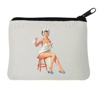 Retro Shower Pin Up Babe Neoprene Coin Purse Pouch 12x9cm White