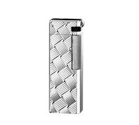 Retro side-slide open flame oblique flame lighter, metal double-sided embossed body, refillable fuel and adjustable flame, suitable for business and gifts(Silver3)