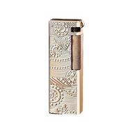 Retro side-slide open flame oblique flame lighter, metal double-sided embossed body, refillable fuel and adjustable flame, suitable for business and gifts(Gold5)