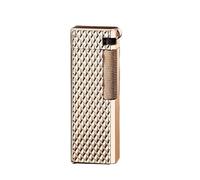 Retro side-slide open flame oblique flame lighter, metal double-sided embossed body, refillable fuel and adjustable flame, suitable for business and gifts(Gold3)