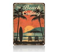 Retro Sign Beach is Calling Living Room Kitchen Home Window Porch 8"x12"