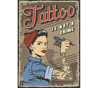Retro Sign Pinup Girl Tattoo Plaque Metal Tin Man Cave Shed Home Pub (Aluminium A4 (200x280mm) Approx)