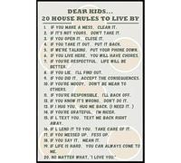 Retro Sign - Vintage Metal Wall Art for Home, Bar, Cafe, Garage, or Office - Thoughtful Gift Idea for Any Space - 20 HOUSE RULES TO LIVE BY