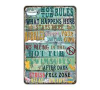 Retro Signs Hot Tub Rules Vintage Signs Retro Aluminum Tin Sign For Kitchen Home Office Bar Cafe 5.5X8 Inch