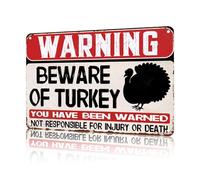 Retro Signs Warning Beware Of Turkey Vintage Signs Retro Aluminum Tin Sign For Kitchen Home Office Bar Cafe 5.5X8 Inch