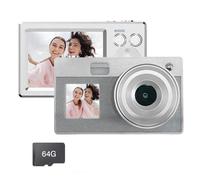 Retro Silver Digital Camera 16x Opticaled Zooming Double Screens High Resolution Imaging for Youth Photography Double Screen Vintaged Camera