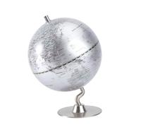 Retro Silver World Globe with Stand High-definition Abs Metal