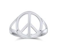 Retro Simple .925 Sterling Silver Open Symbol World Peace Sign Ring with Spilt Shank Band For Teen Women's