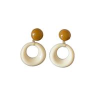 Retro Simple Acrylic Hoop Statement Drop Earrings, Fashion Oval for Women Minimalist Statement Hypoallergenic Drop Earrings (Beige)
