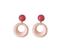 Retro Simple Acrylic Hoop Statement Drop Earrings, Fashion Oval for Women Minimalist Statement Hypoallergenic Drop Earrings (Pink)