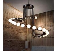 Retro Simple Pendant Chandelier Loft 26 Heads Spiral Staircase Black Wrought Iron Large Ceiling Lighting E27 Fixture Diameter 41.3 Inch for Bar Cafe Living Room Bedroom Hallway