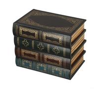 Retro Simulation Book Storage Box, Fake Books Decor for Home Office, Openable Faux Leather Book Model Props with Alloy Hinges, Desktop Ornaments for Living Room Study(A)