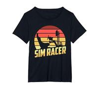 Retro Simulation Gaming Racer - Race Car Vintage Sim Racing T-Shirt, Women's Plus, Black, 3X