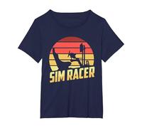 Retro Simulation Gaming Racer - Race Car Vintage Sim Racing T-Shirt, Women's Plus, Navy Blue, 3X