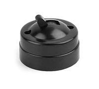 Retro Single-Control Switch, Single Control Button Switch Round in-line Switch Mounted Wall Light Switch for Home Office Hotel(Black)