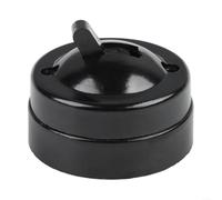 Retro Single Control Wall Light Switch Round Mounted Old Fashioned Electrical Switch 220-250V 1A Black Vintage Style Home Decor Wall Button