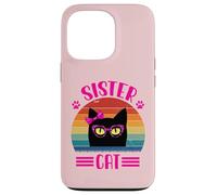 Retro Sister Cat Coquette Bow Pink Leopard Glasses Style Case for iPhone 13 Pro