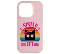 Retro Sister Cat Coquette Bow Pink Leopard Glasses Style Case for iPhone 14 Pro
