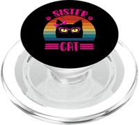 Retro Sister Cat Coquette Bow Pink Leopard Glasses Style PopSockets PopGrip for MagSafe