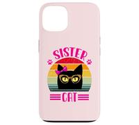 Retro Sister Cat Coquette Bow Pink wearing Leopard Glasses Case for iPhone 13