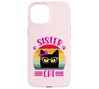 Retro Sister Cat Coquette Bow Pink wearing Leopard Glasses Case for iPhone 15