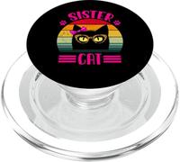Retro Sister Cat Coquette Bow Pink wearing Leopard Glasses PopSockets PopGrip for MagSafe