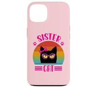 Retro Sister Cat Coquette Bow pink with Leopard Glasses Case for iPhone 13