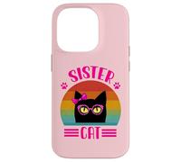 Retro Sister Cat Coquette Bow pink with Leopard Glasses Case for iPhone 14 Pro