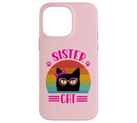 Retro Sister Cat Coquette Bow pink with Leopard Glasses Case for iPhone 14 Pro Max