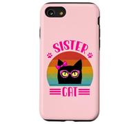 Retro Sister Cat Coquette Bow pink with Leopard Glasses Case for iPhone SE (2020) / 7/8