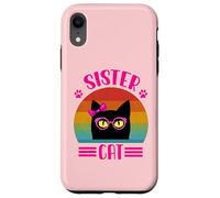 Retro Sister Cat Coquette Bow pink with Leopard Glasses Case for iPhone XR