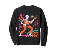 Retro Skeleton Bass Guitar Player - Funky Jazz Band Music Sweatshirt