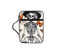 Retro-Skeleton-Butterfly Bible Cover Case with Handle, Water-Resistant Oxford Fabric Bible Bag Organizer with Zipper Pockets for Church
