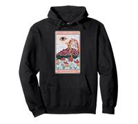 Retro Skeleton Riding Cloud The Audacity Tarot Card Rainbow Pullover Hoodie