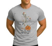 Retro Skeleton with Pumpkin | It's The Most Wonderful Time | Halloween Costume Outfit Men's T-Shirt, gray, XL