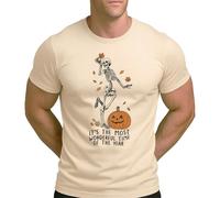 Retro Skeleton with Pumpkin | It's The Most Wonderful Time | Halloween Costume Outfit Men's T-Shirt, natural, XL