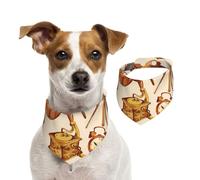 Retro Sketch Clock Camera Microphone,Dog Bandanas Cotton Pet Scarf Adjustable Bibs for Pet,M