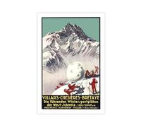 Retro Ski Poster Canvas Poster Bedroom Decor Landscape Office Room Decor Gift 24" L X 36" W