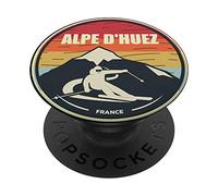 Retro Skiing Alpe d'Huez France Ski PopSockets Grip and Stand for Phones and Tablets